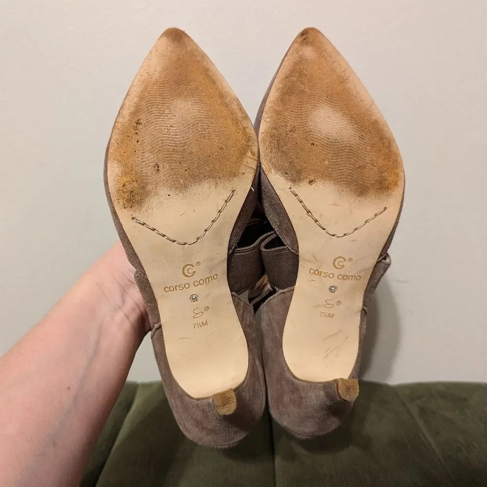 Corso Como Collette Suede Taupe Tan Dress Pumps Heels sz 7.5